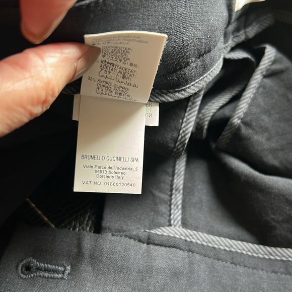 BRUNELLO CUCINELLI  Trouser Ankle Pant Navy Blue Embellished Stripe Pockets Sz 4 - Picture 11 of 13